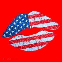 USA American Flag Sparkle Lip Makeup Santa Hat thumb 1