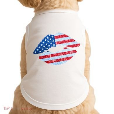 USA American Flag Sparkle Lip Makeup Doggie Tank