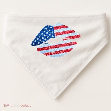 USA American Flag Sparkle Lip Makeup USA-Made Doggie Bandana