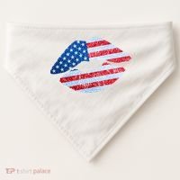 USA American Flag Sparkle Lip Makeup USA-Made Doggie Bandana thumb 0