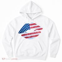USA American Flag Sparkle Lip Makeup Hoodie thumb 0