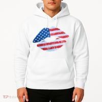 USA American Flag Sparkle Lip Makeup Hoodie thumb 2