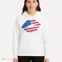 USA American Flag Sparkle Lip Makeup Hoodie thumb 5