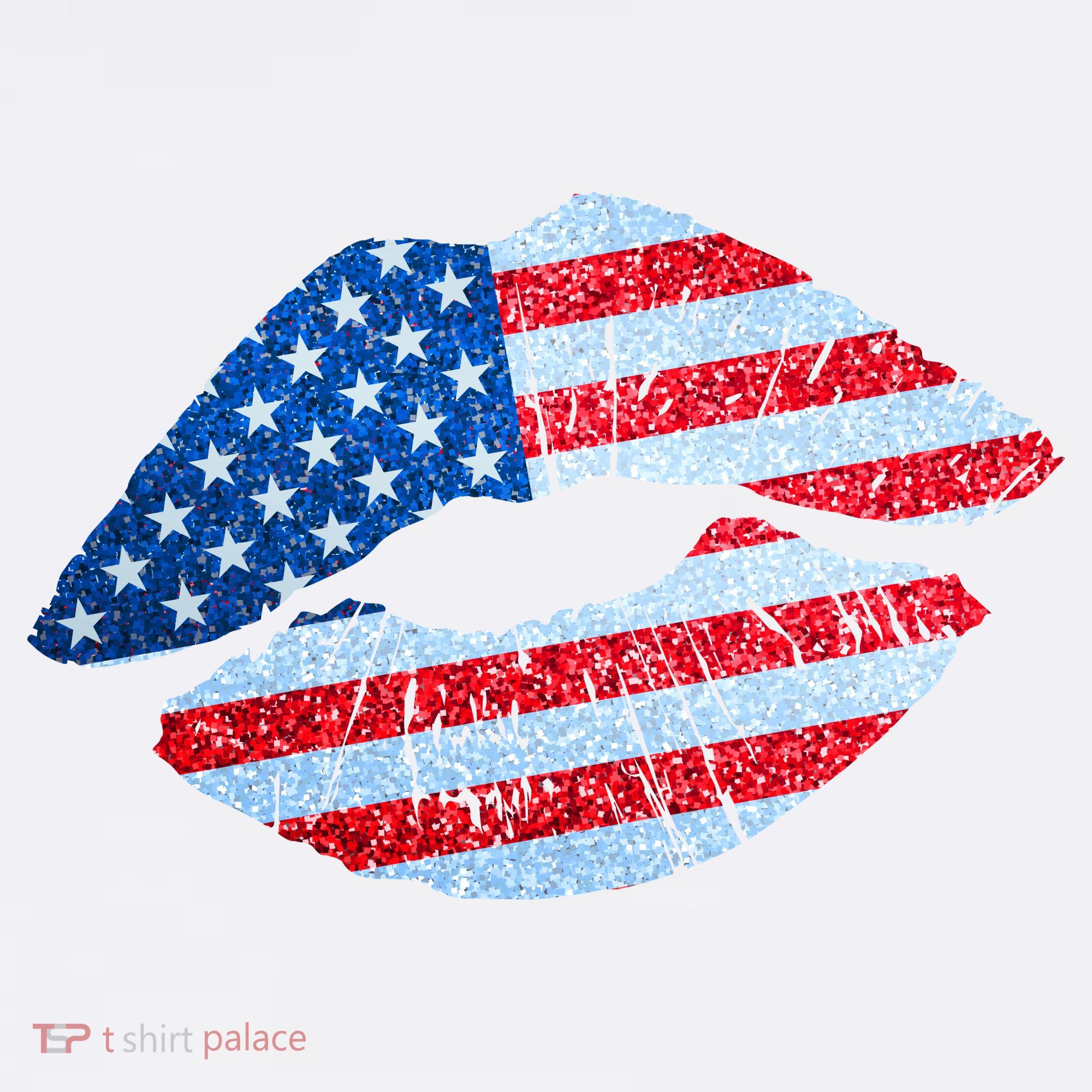 USA American Flag Sparkle Lip Makeup Apron