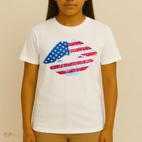 USA American Flag Sparkle Lip Makeup T-Shirt thumb 4