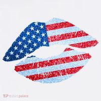 USA American Flag Sparkle Lip Makeup T-Shirt thumb 7