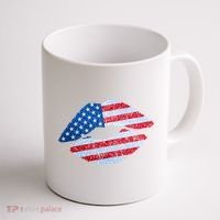 USA American Flag Sparkle Lip Makeup Coffee Mug thumb 1