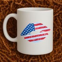 USA American Flag Sparkle Lip Makeup Coffee Mug thumb 2