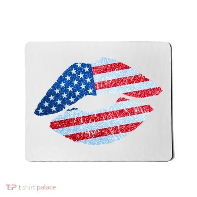 USA American Flag Sparkle Lip Makeup Mousepad
