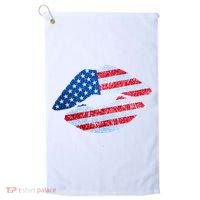 USA American Flag Sparkle Lip Makeup Golf Towel thumb 0