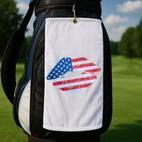 USA American Flag Sparkle Lip Makeup Golf Towel thumb 2