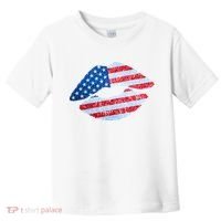 USA American Flag Sparkle Lip Makeup Toddler T-Shirt thumb 0