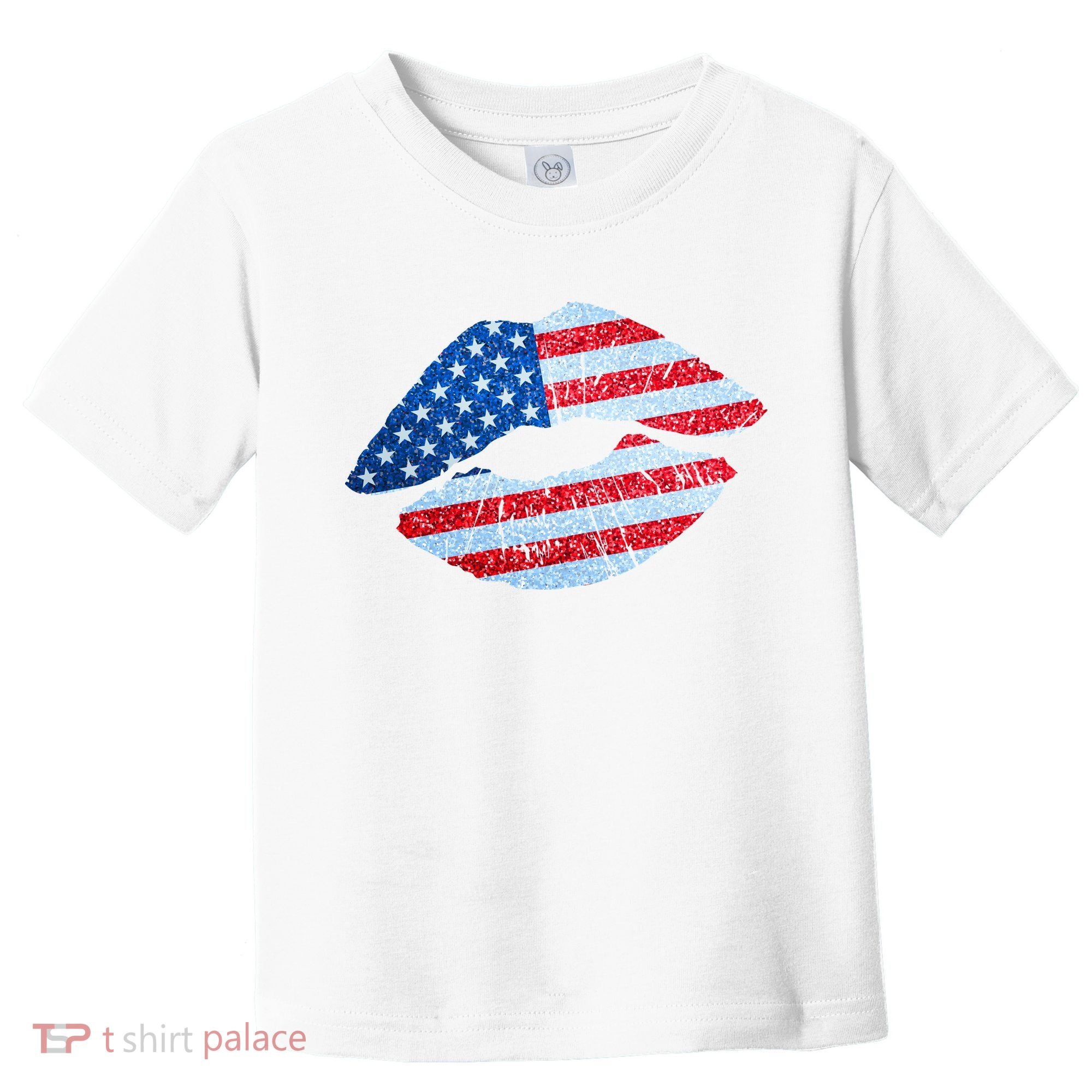 USA American Flag Sparkle Lip Makeup Toddler T-Shirt