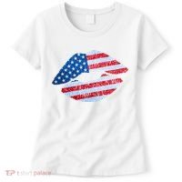 USA American Flag Sparkle Lip Makeup Women's T-Shirt thumb 0