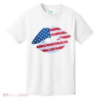 USA American Flag Sparkle Lip Makeup Kids T-Shirt thumb 0