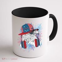 USA American Flag Fireworks Hip Hop Headphones Eagle Coffee Mug thumb 1