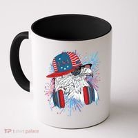 USA American Flag Fireworks Hip Hop Headphones Eagle Coffee Mug thumb 0