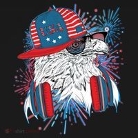 USA American Flag Fireworks Hip Hop Headphones Eagle Women's Hoodie thumb 2