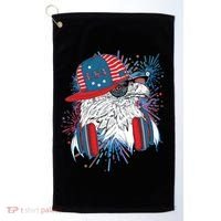 USA American Flag Fireworks Hip Hop Headphones Eagle Golf Towel thumb 0