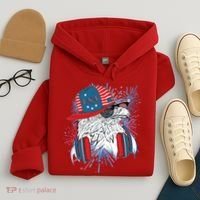 USA American Flag Fireworks Hip Hop Headphones Eagle Hoodie thumb 4