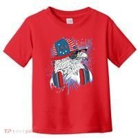 USA American Flag Fireworks Hip Hop Headphones Eagle Toddler T-Shirt thumb 0