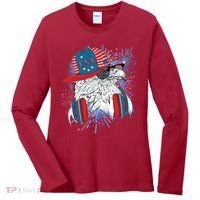 USA American Flag Fireworks Hip Hop Headphones Eagle Women's Long Sleeve Shirt thumb 0