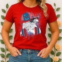 USA American Flag Fireworks Hip Hop Headphones Eagle Women's T-Shirt thumb 2