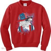 USA American Flag Fireworks Hip Hop Headphones Eagle Kids Sweatshirt thumb 0