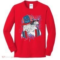 USA American Flag Fireworks Hip Hop Headphones Eagle Kids Long Sleeve Shirt thumb 0