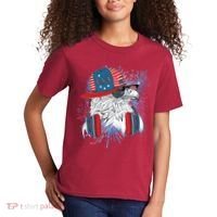 USA American Flag Fireworks Hip Hop Headphones Eagle Kids T-Shirt thumb 2