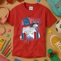 USA American Flag Fireworks Hip Hop Headphones Eagle Kids T-Shirt thumb 3