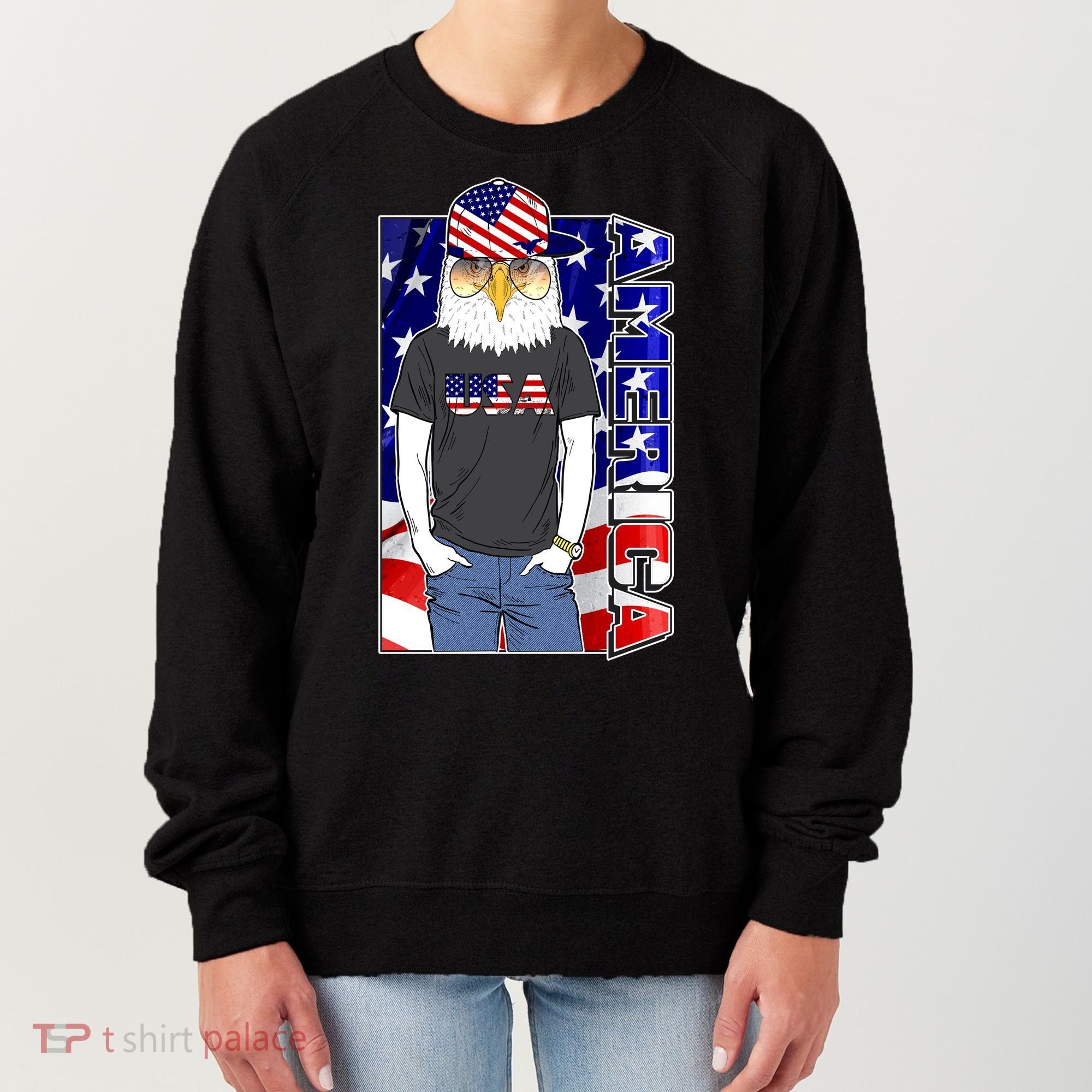 USA America Flag Hip Hop Eagle Women's Sweatshirt