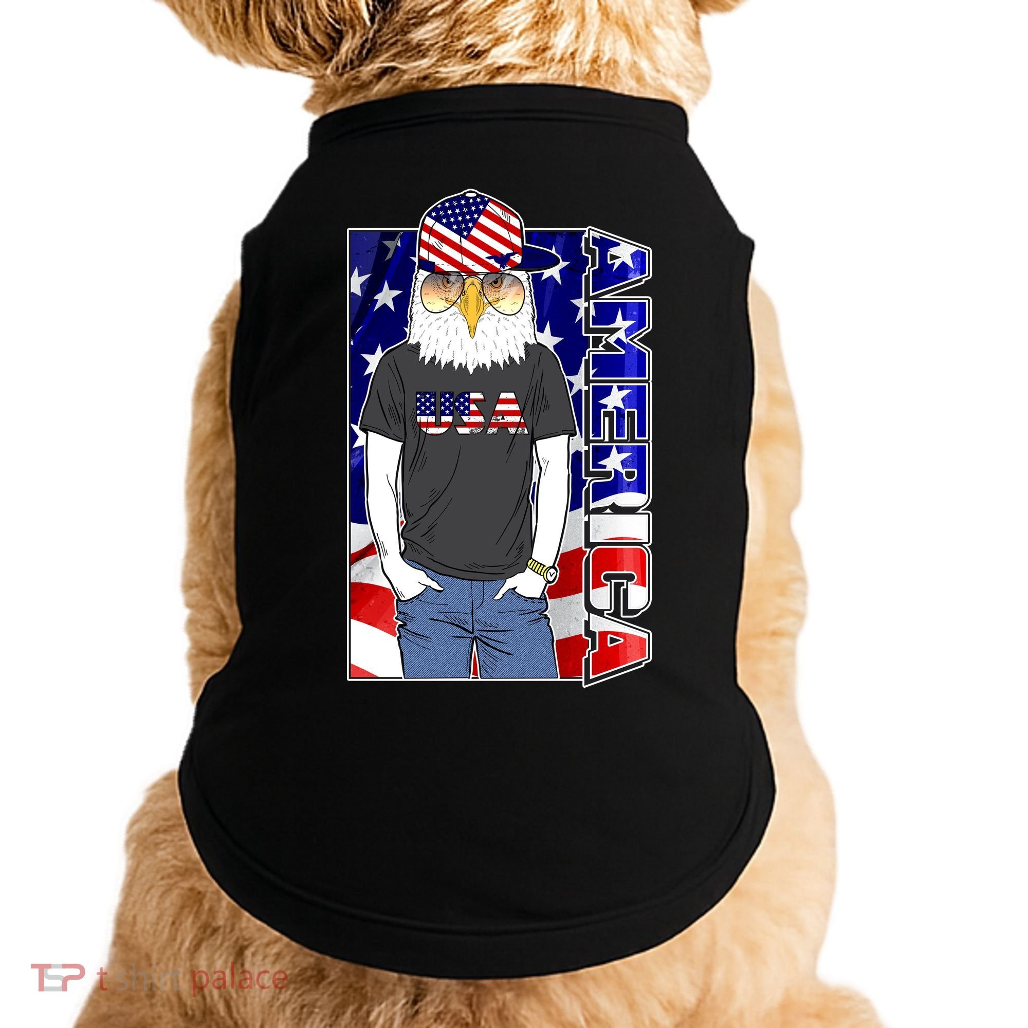 USA America Flag Hip Hop Eagle Doggie Tank