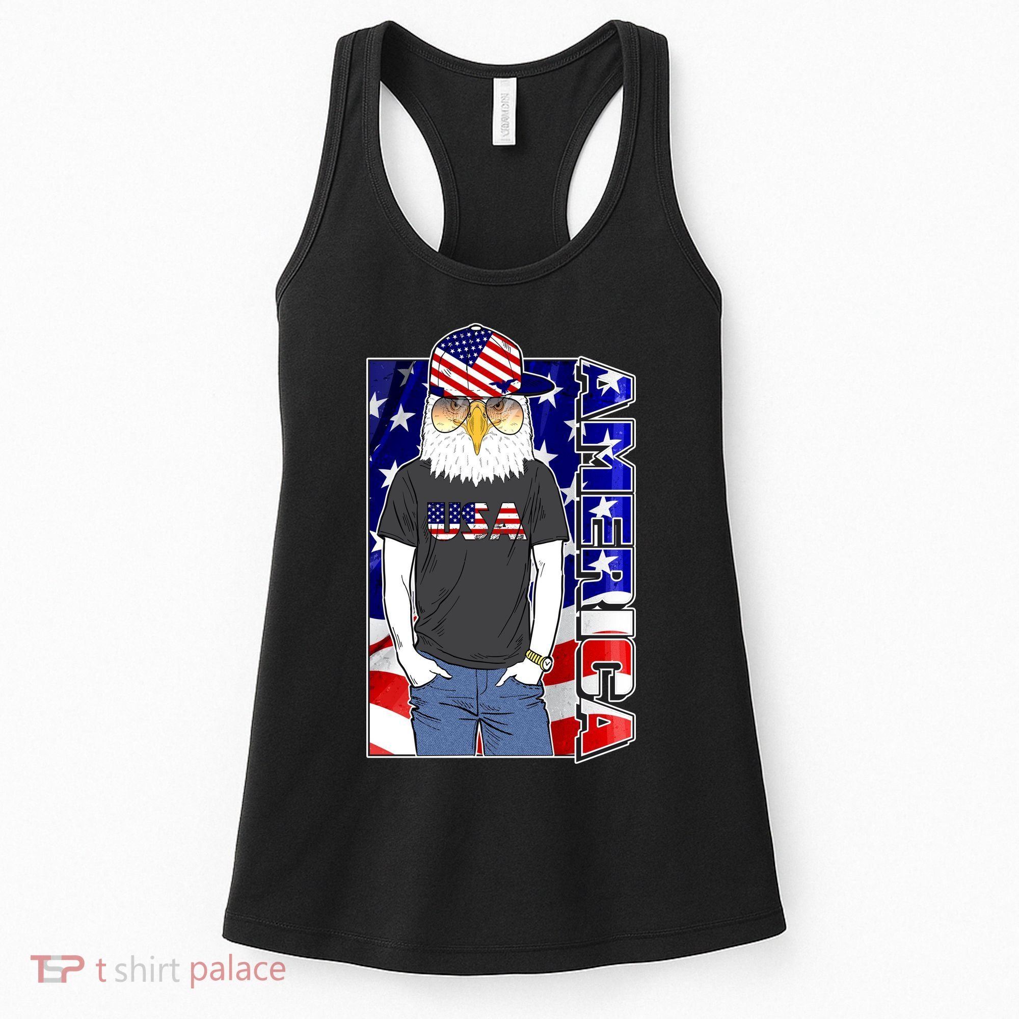 USA America Flag Hip Hop Eagle Women's Tank Top