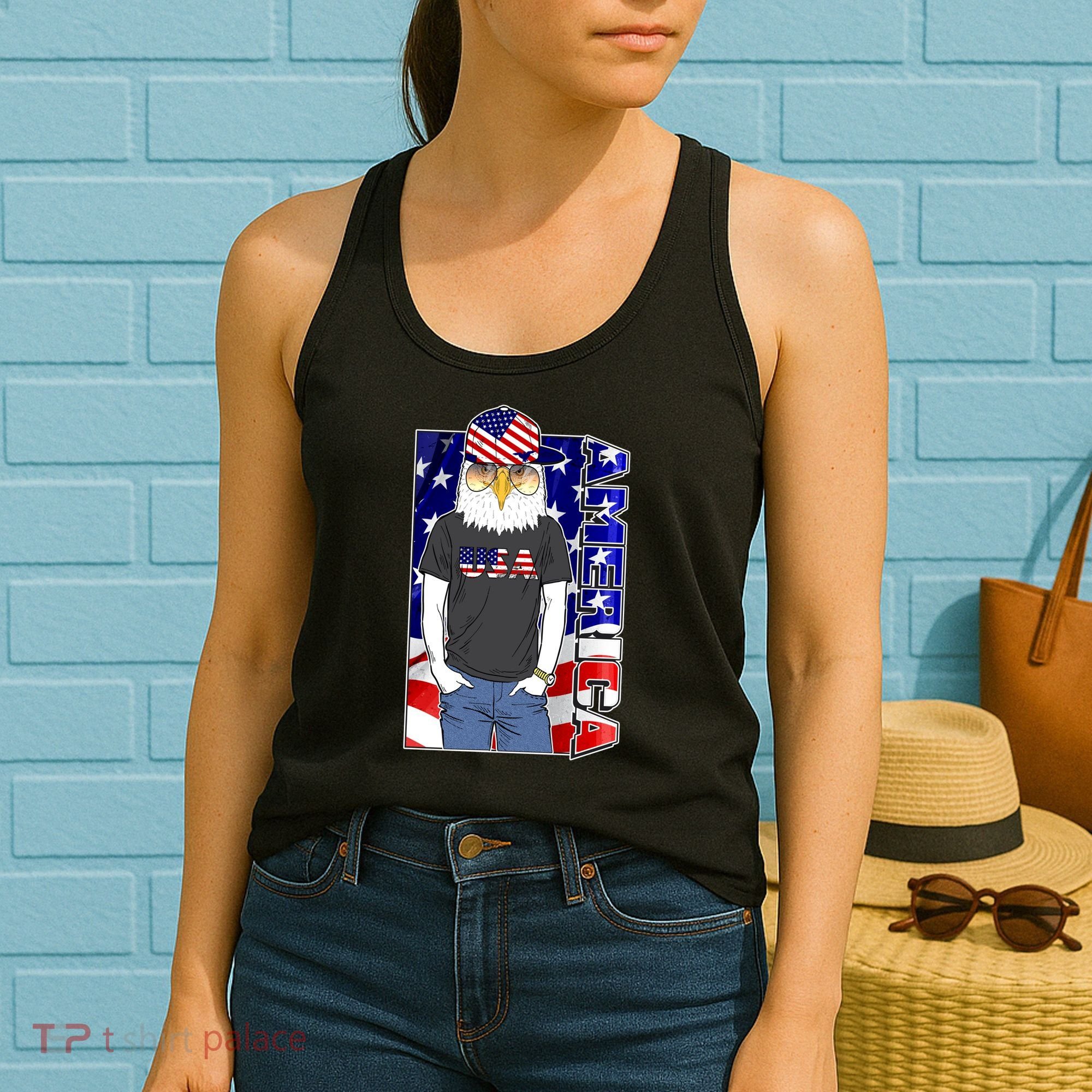 USA America Flag Hip Hop Eagle Women's Tank Top