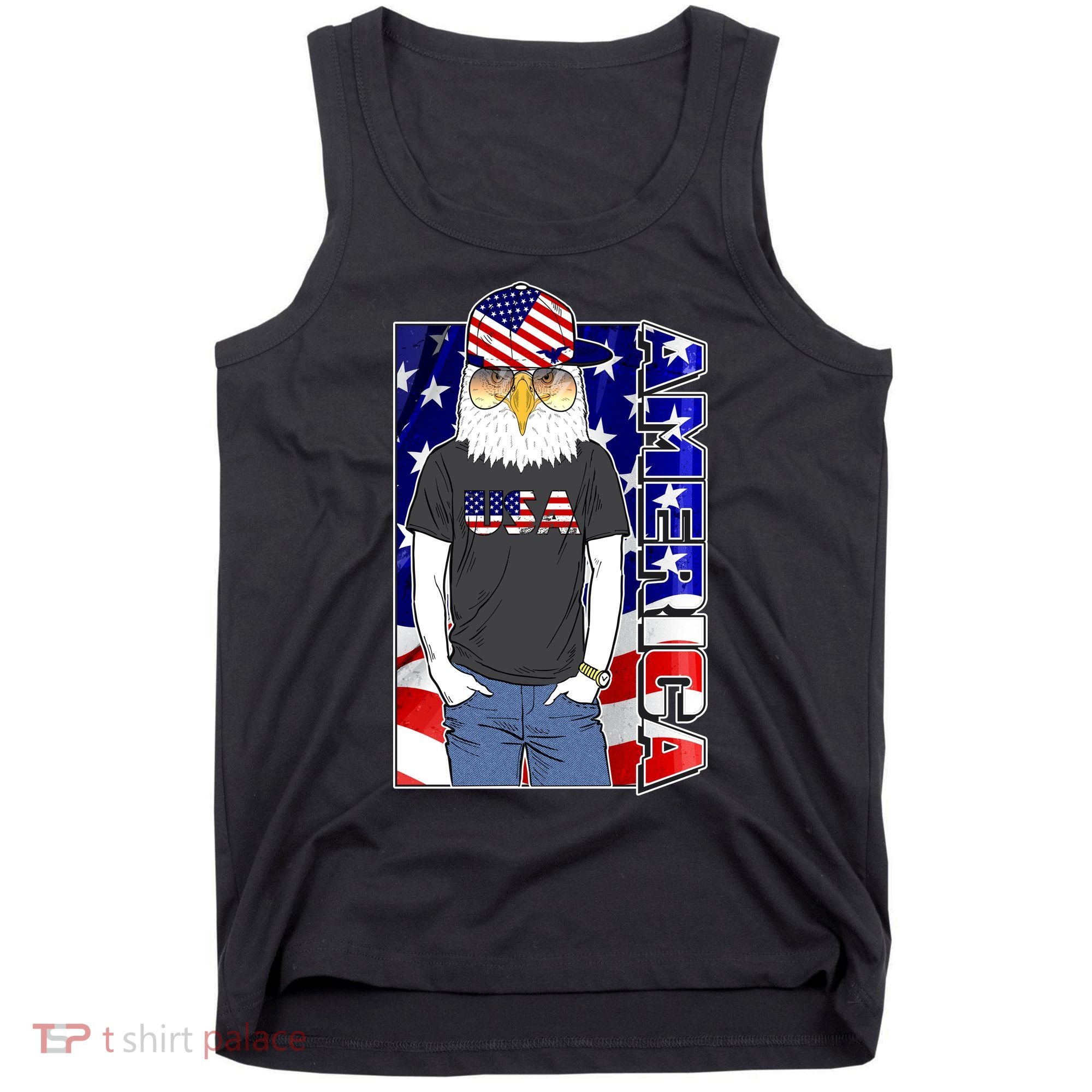 USA America Flag Hip Hop Eagle Tank Top