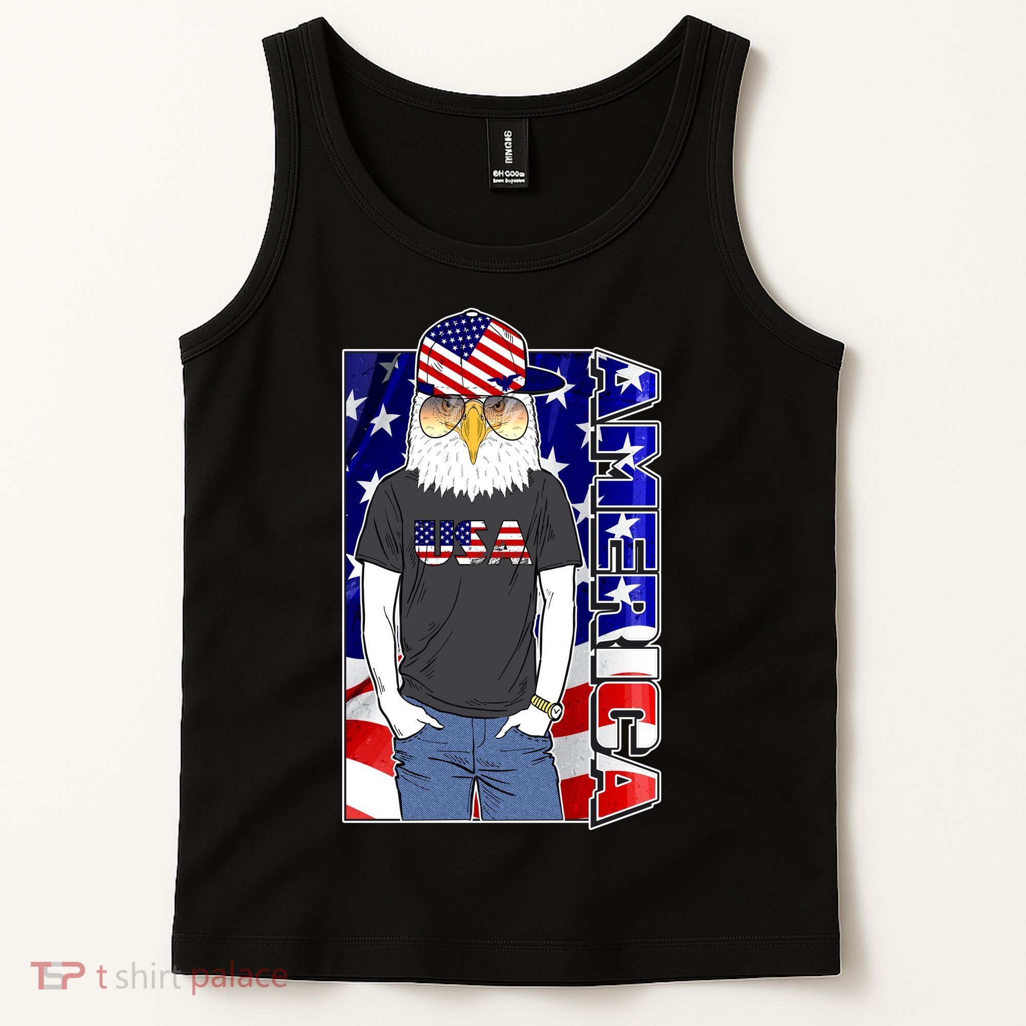 USA America Flag Hip Hop Eagle Tank Top