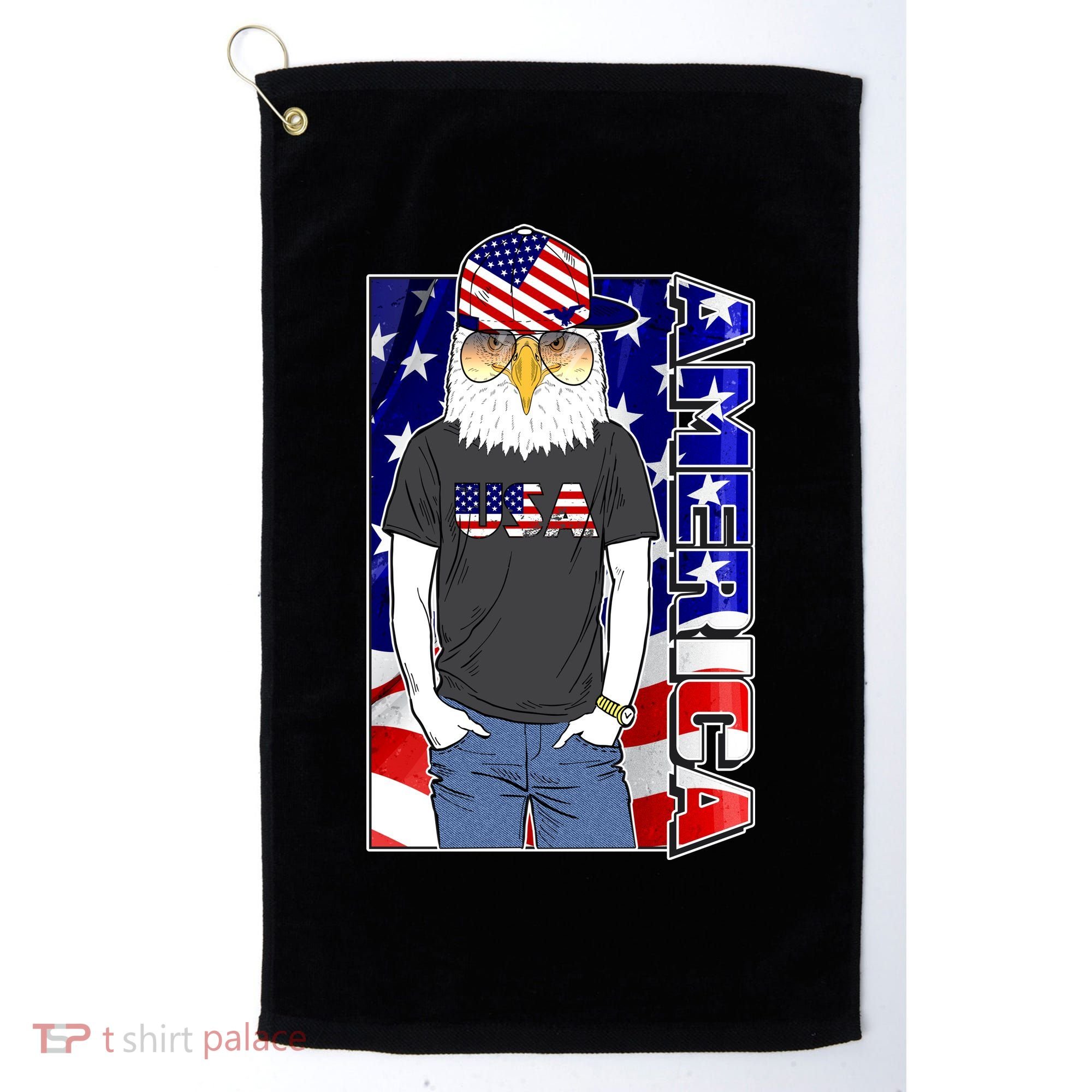 USA America Flag Hip Hop Eagle Golf Towel