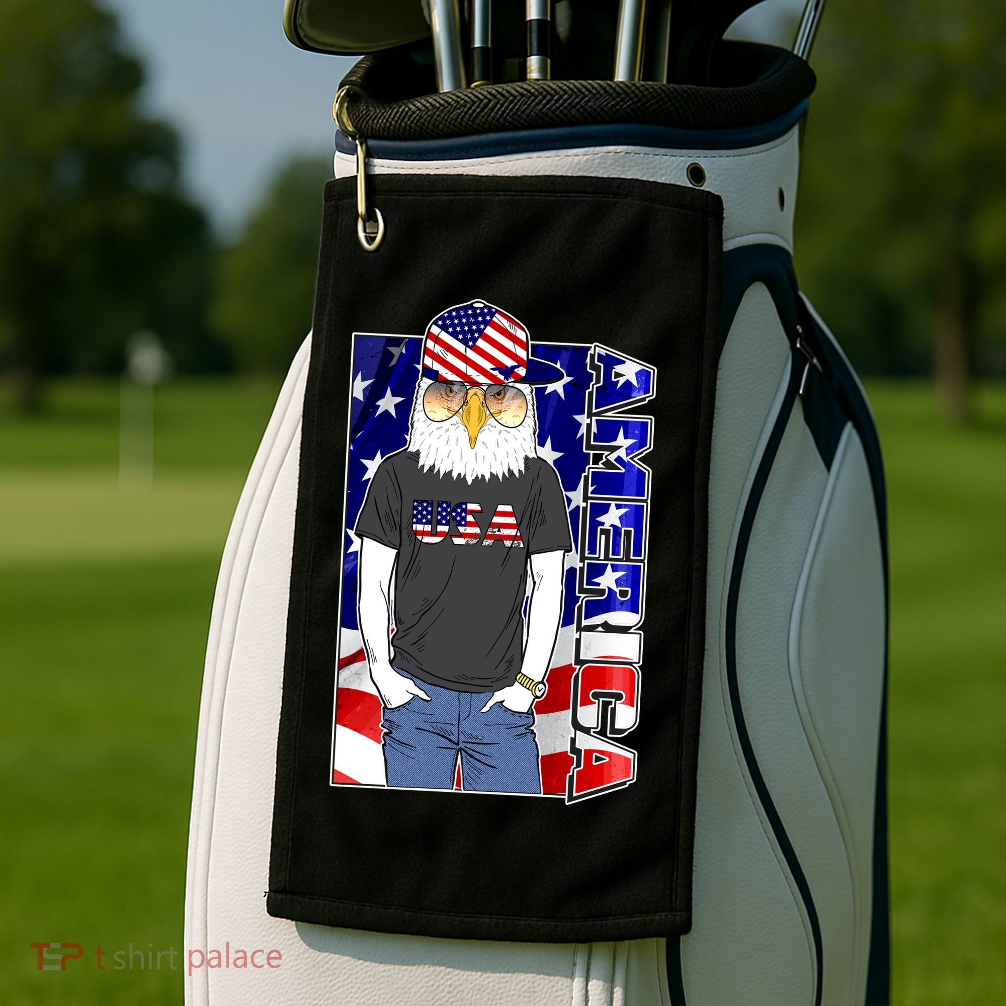 USA America Flag Hip Hop Eagle Golf Towel