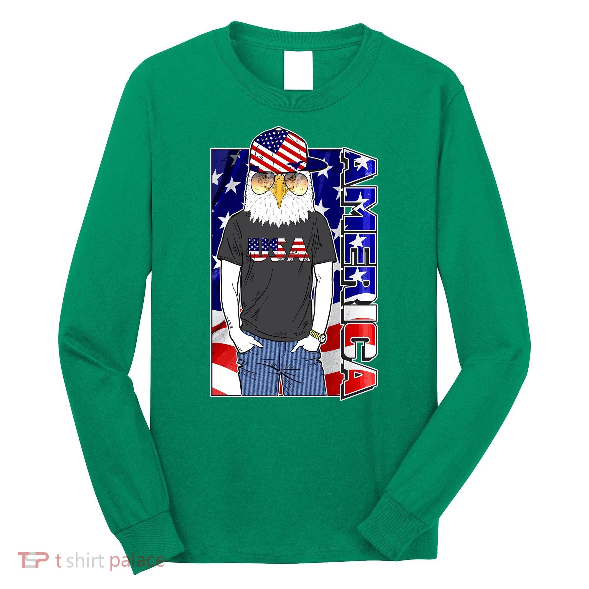 USA America Flag Hip Hop Eagle Long Sleeve Shirt