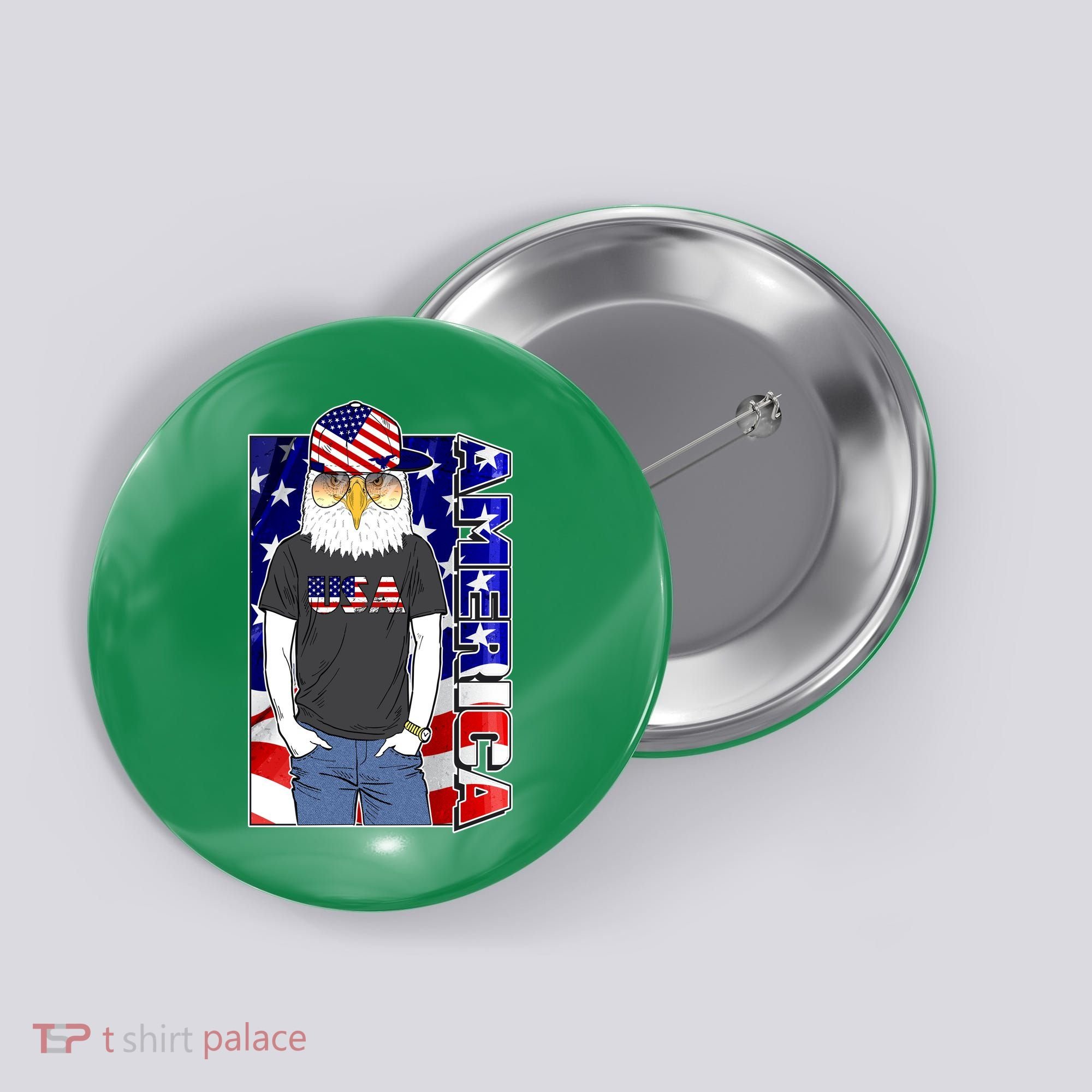 USA America Flag Hip Hop Eagle Button