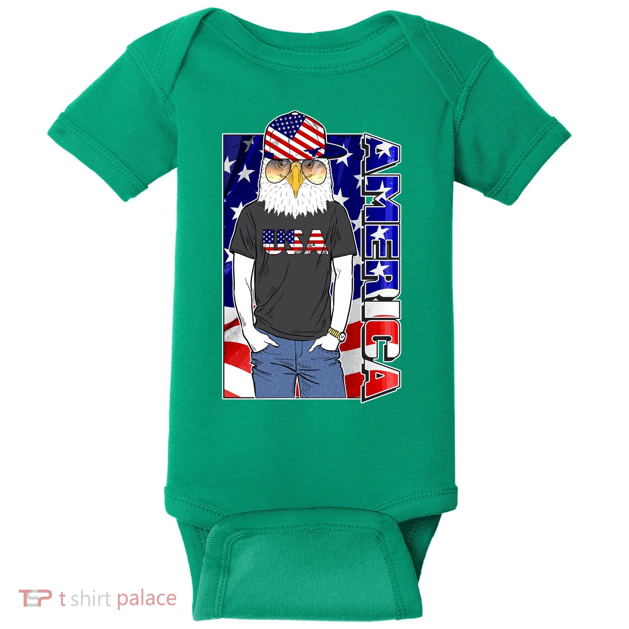 USA America Flag Hip Hop Eagle Baby Bodysuit
