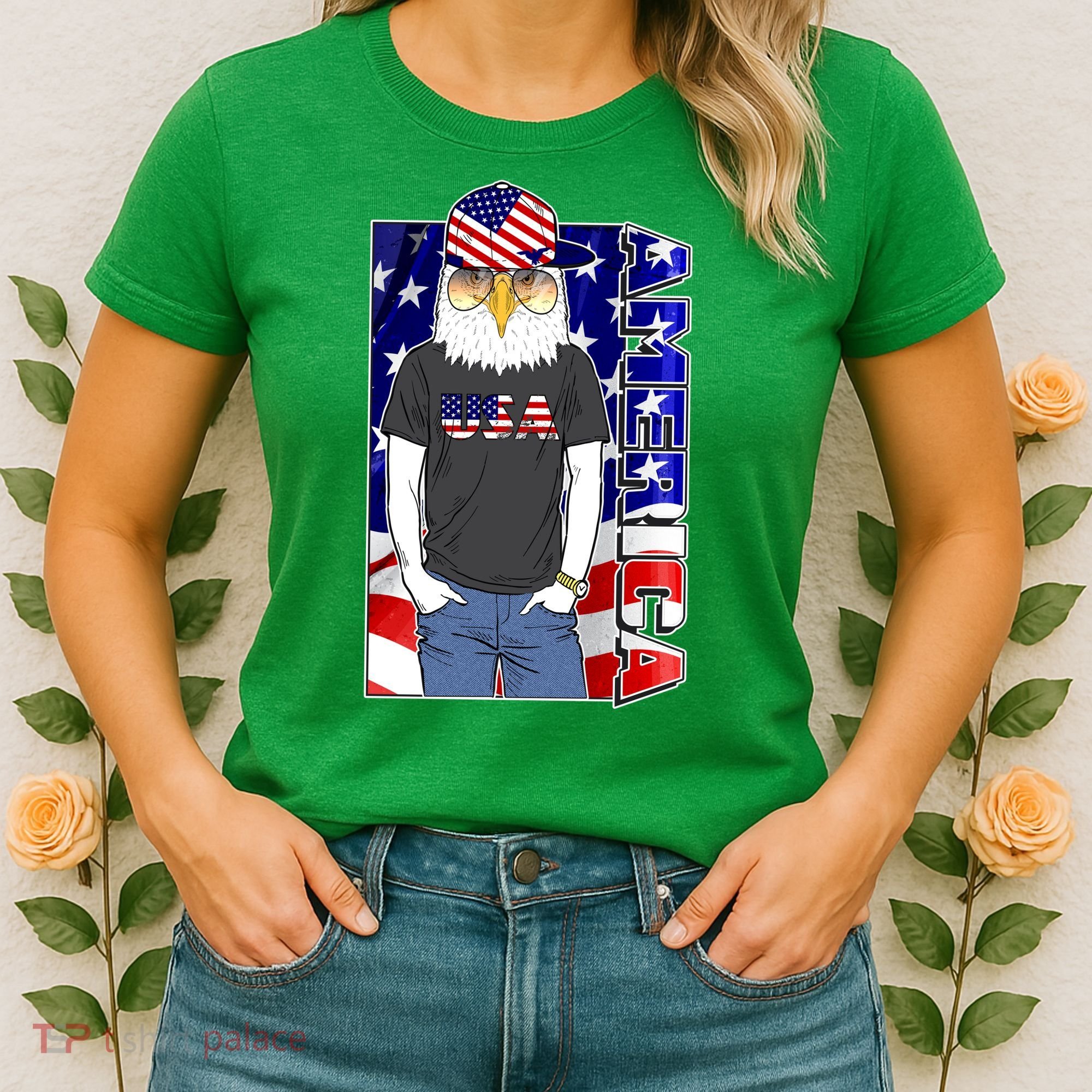USA America Flag Hip Hop Eagle Women's T-Shirt