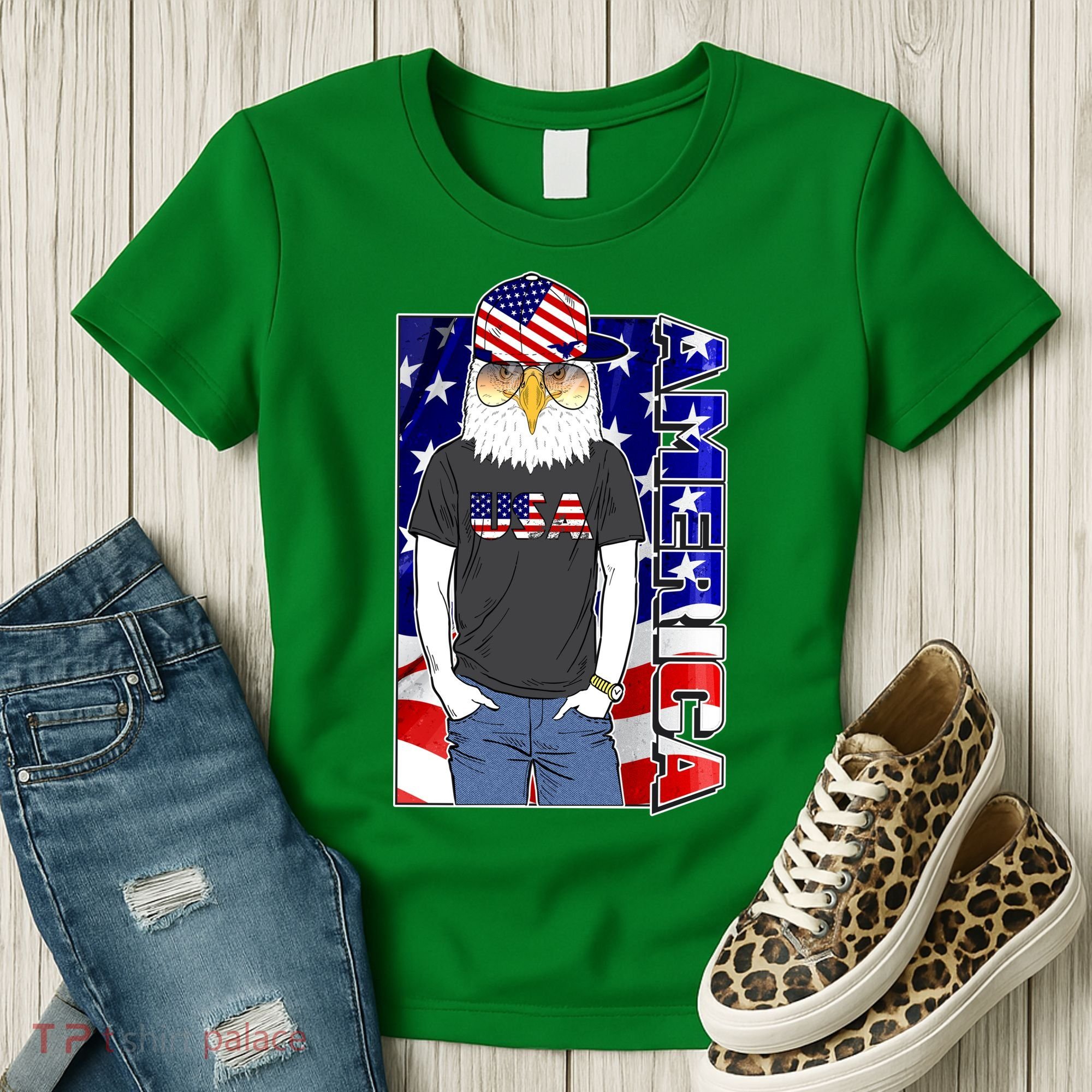 USA America Flag Hip Hop Eagle Women's T-Shirt