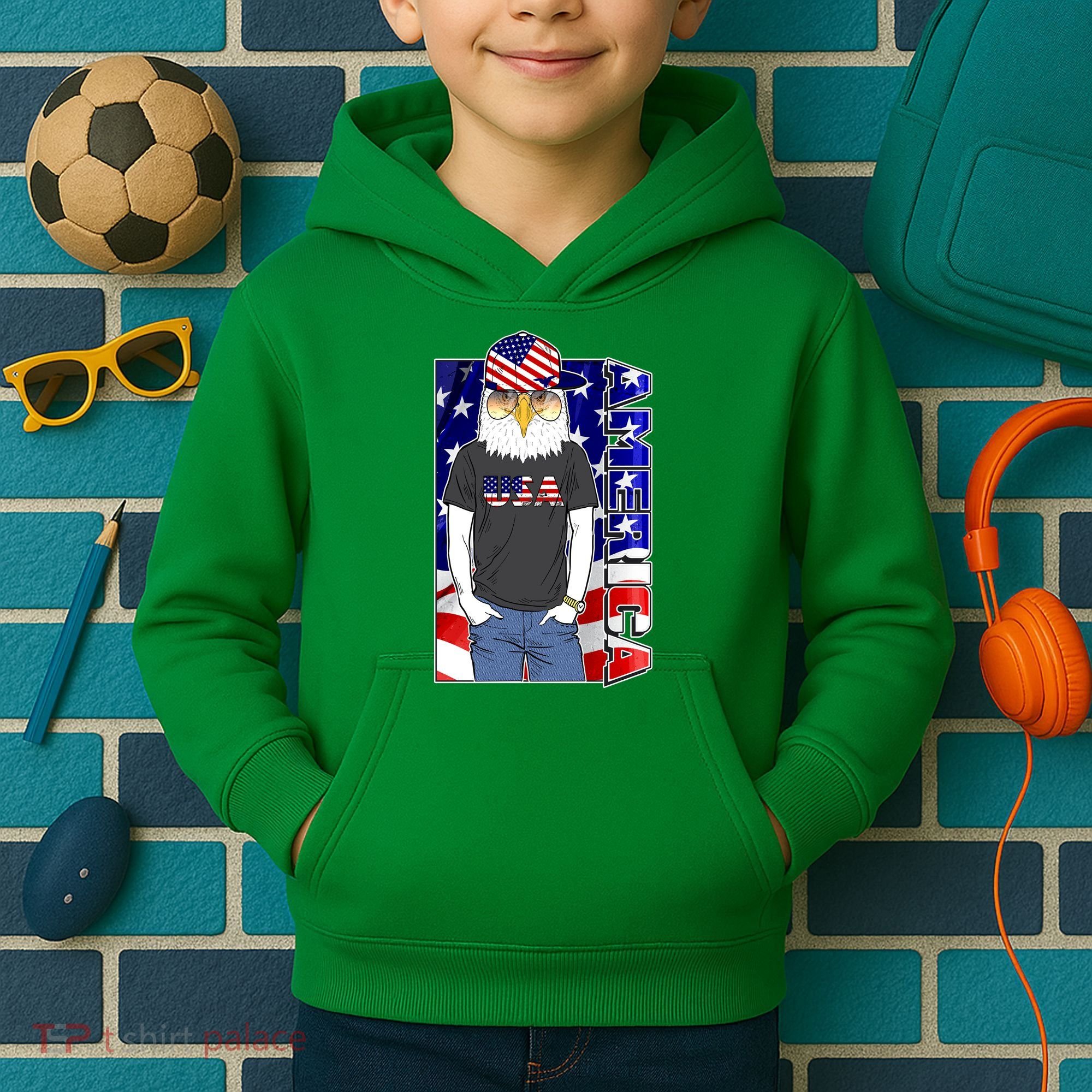 USA America Flag Hip Hop Eagle Kids Hoodie