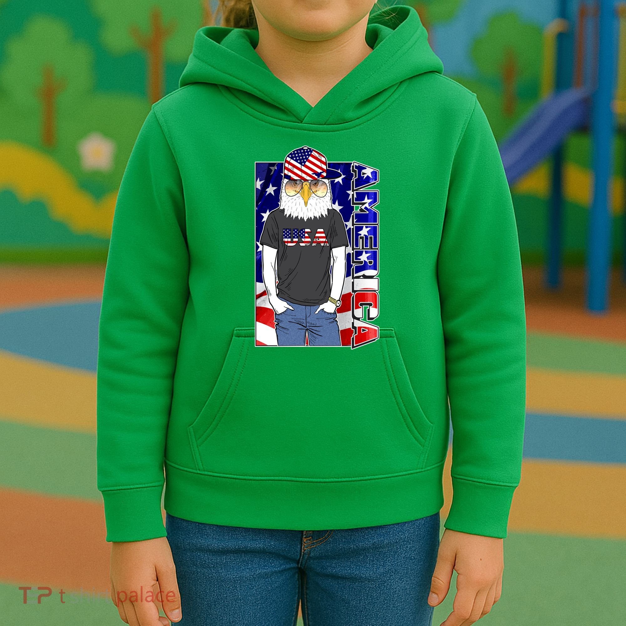 USA America Flag Hip Hop Eagle Kids Hoodie