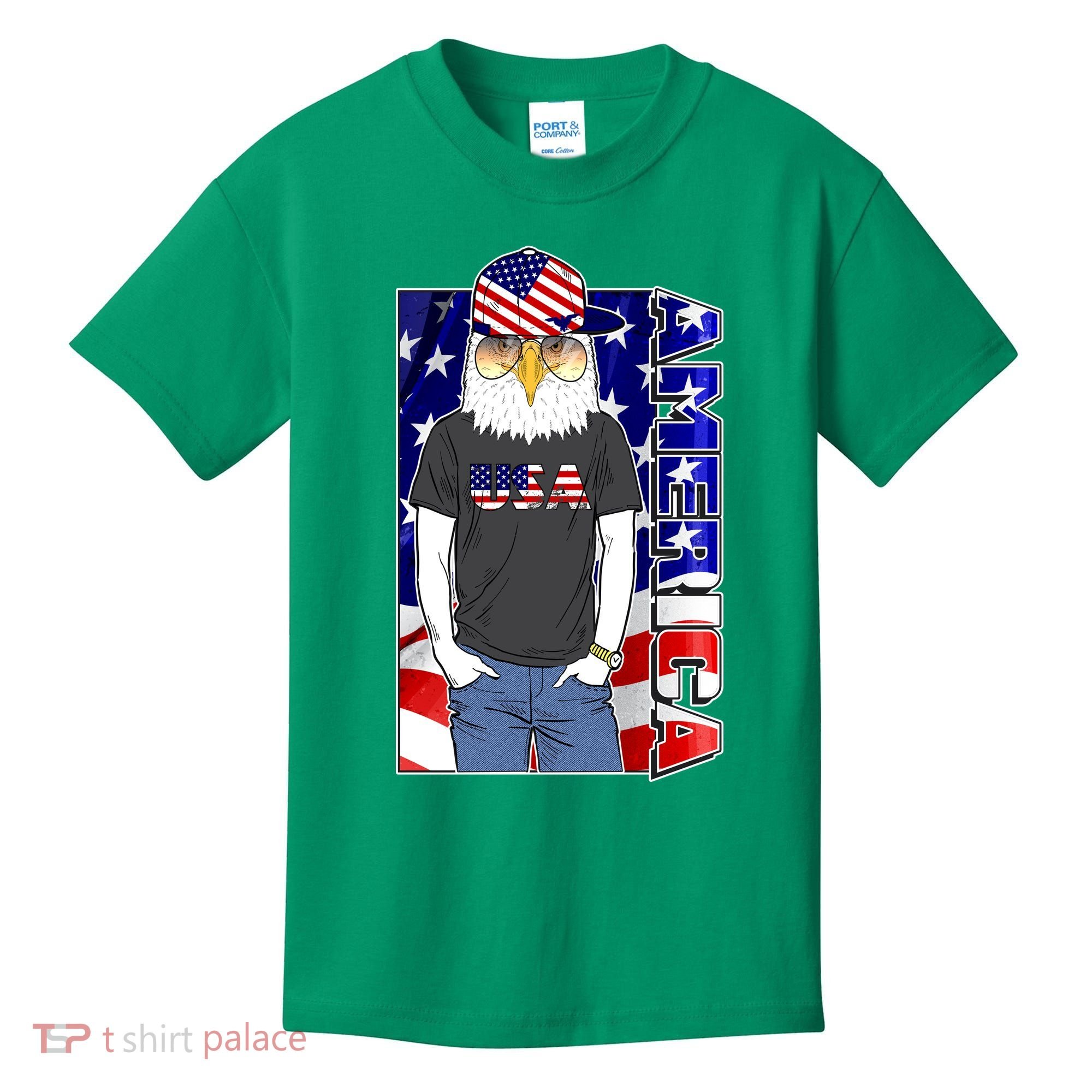 USA America Flag Hip Hop Eagle Kids T-Shirt