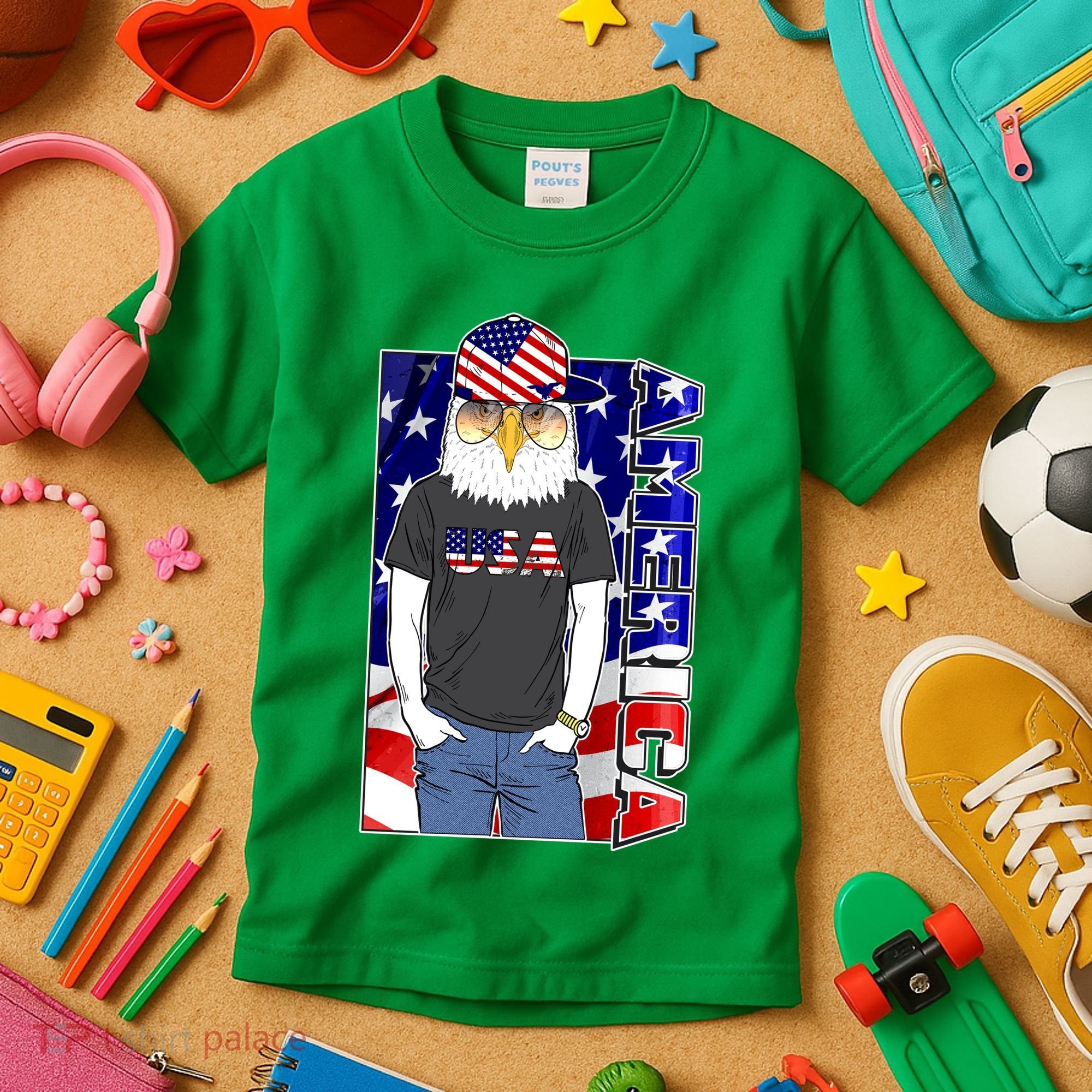 USA America Flag Hip Hop Eagle Kids T-Shirt