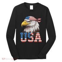 Usa American Flag Women Bald Eagle Patriotic Long Sleeve Shirt thumb 0