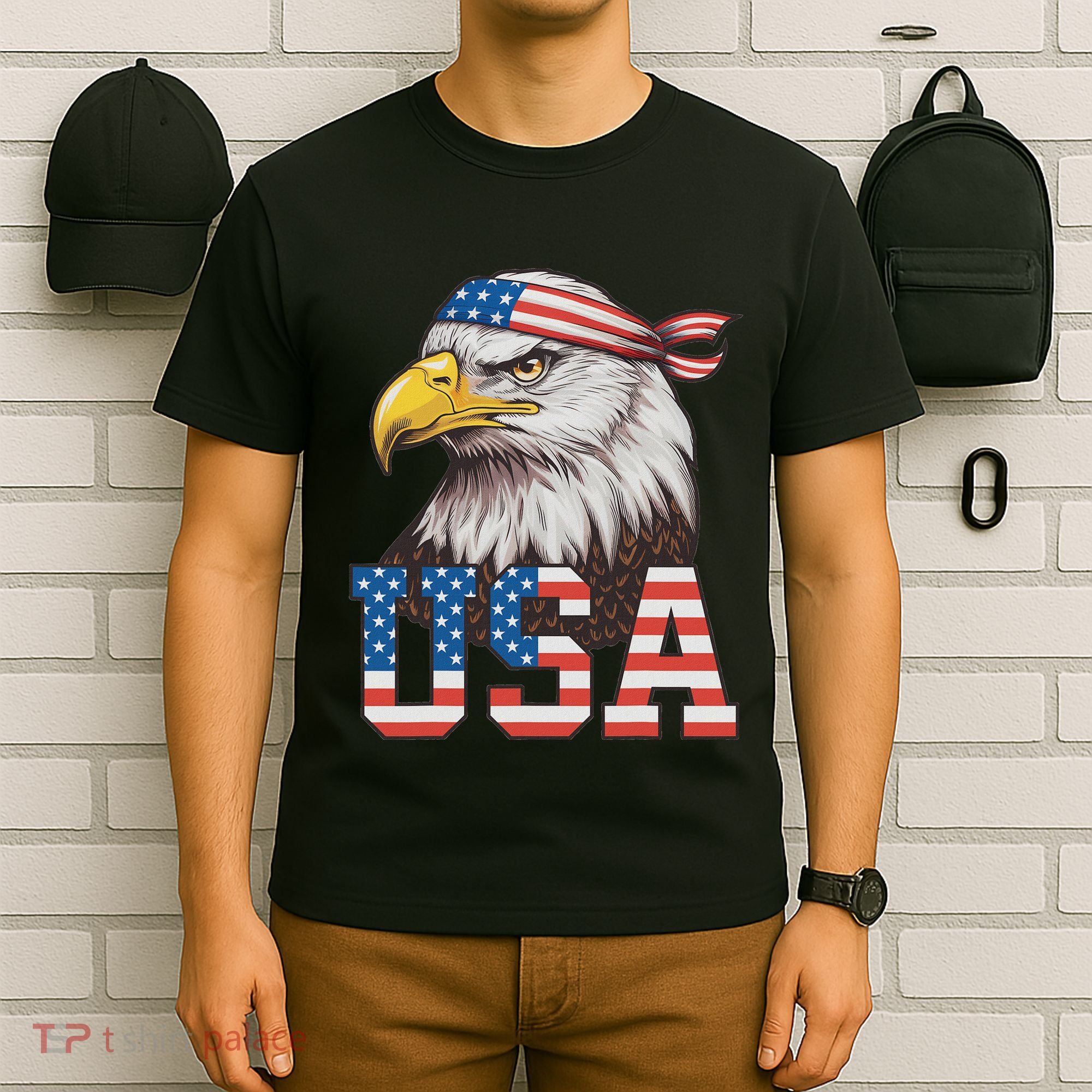 Usa American Flag Women Bald Eagle Patriotic T-Shirt